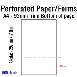 Stockform A4 Laser Forms Perforated-Horizon Perf  92mm White Pack of 500